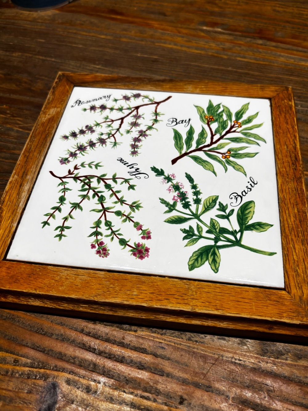 Kitchen Herbs Art / Trivet (ceramic tile)
